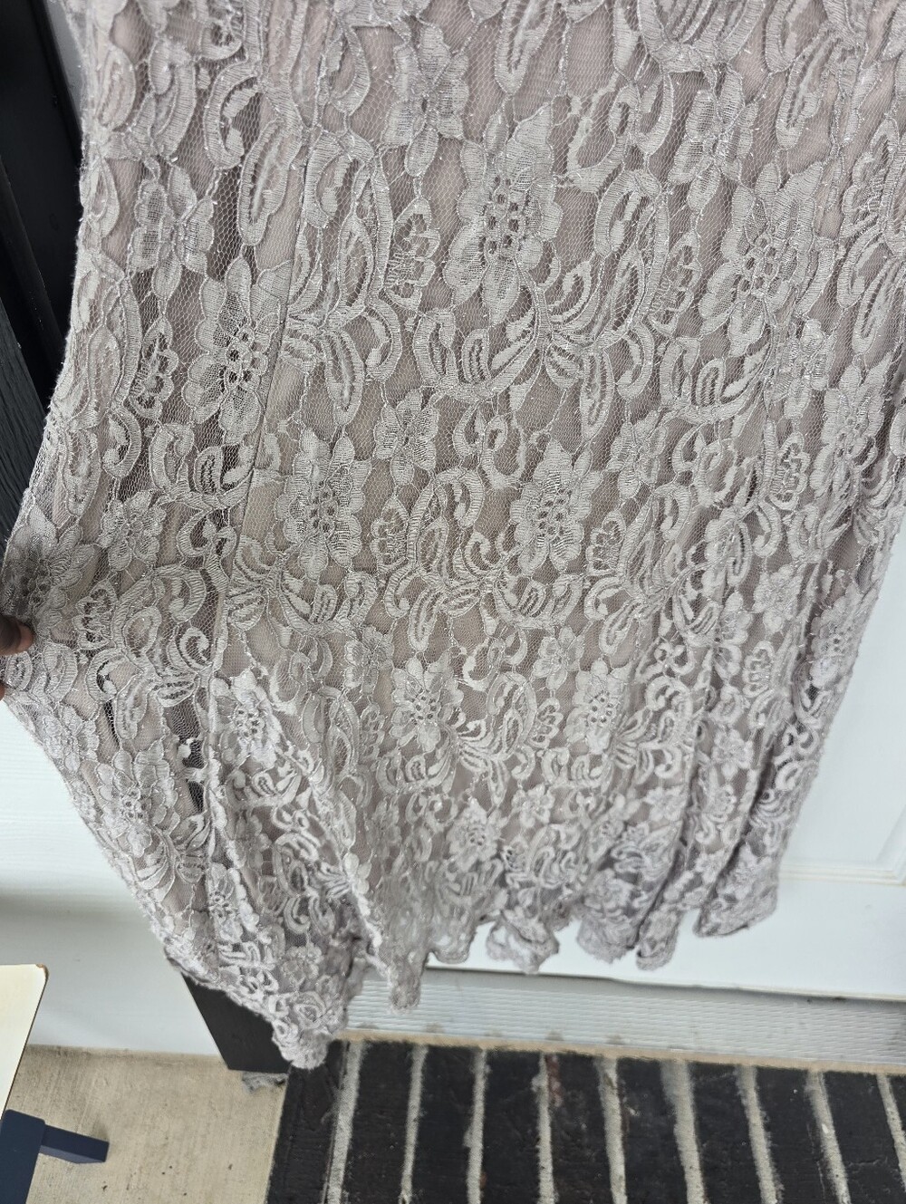 Betsy & Adam Lace Dress 16W Taupe Beige Midi Cocktail Party Formal Evening Plus - Picture 9 of 11